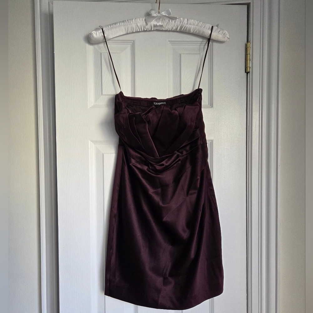 Express Strapless Burgundy Dress